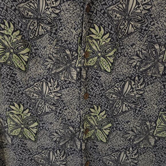 Tommy Bahama Shirt Mens L Geometric Floral 100% Silk Camp Short Sleeve Button Up - Picture 4 of 9